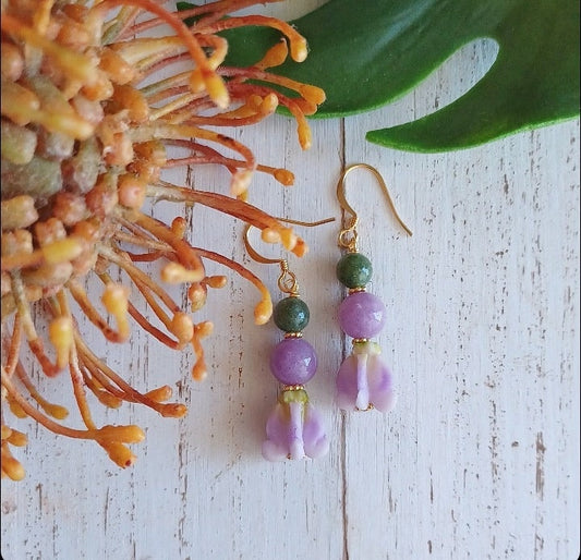 Crown Flower | Purple | Dangle | Small Flower Earrings | Hawaiian Flower Earrings | Gold | Silver (Pack of 3) SRP $26.00