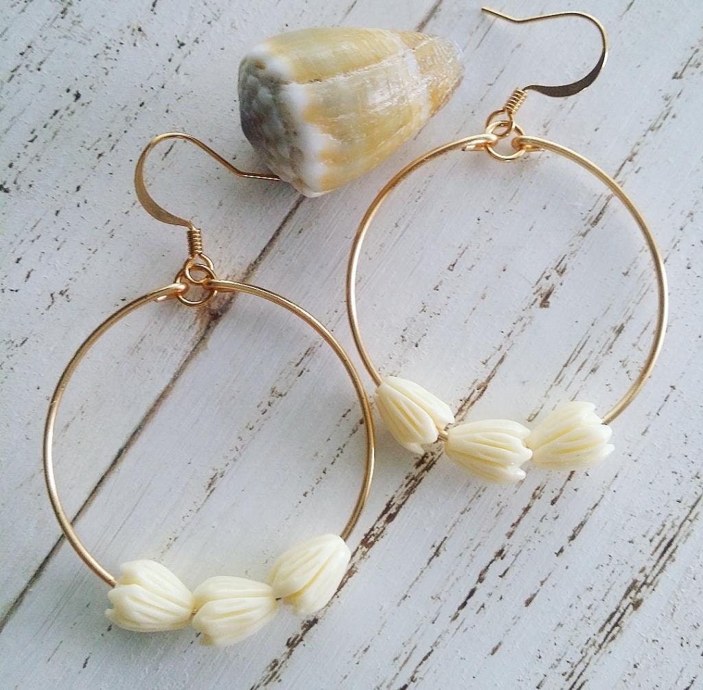 Pikake Flower Hoop | Medium Hoop | Small Flower Earrings | Hawaiian Flower Earrings | Gold Hoops (Pack of 3) SRP $16.00