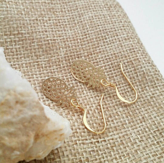 Gold Pineapple Earrings | Tropical | Fruit Earrings | Small | Dainty | Luau Jewelry (Pack of 3) SRP $5.00