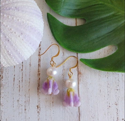 Crown Flower | Purple | Dangle | Small Flower Earrings | Hawaiian Flower Earrings | Gold | Silver (Pack of 3) SRP $28.00