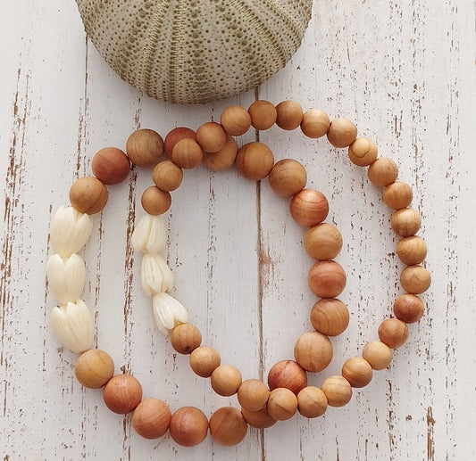 Sandalwood Pikake Flower Bracelets | Jasmine Flower | Stacking bracelets | Stretchy Bracelets (Pack of 3) 6mm SRP $18.00 8mm SRP $20.00