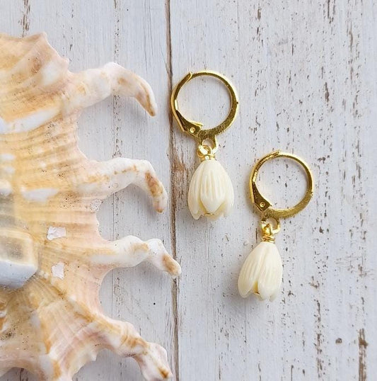 Pikake Flower | Jasmine Flower Earrings | Lever backs | Small | Flower Jewelry (Pack of 3) SRP $10.00