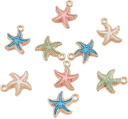 Pink Starfish Earrings | Beach Jewelry | | Medium | Gold Hoops | Gold Jewelry | Twisted Hoops | Hoop Dangle (Pack of 3) SRP $18.00
