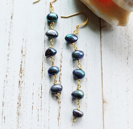 Peacock Pearl Dangle Earrings| Gold Jewelry| 5-6mm | Pearl Earrings | Gold | Silver (Pack of 3) SRP $24.00