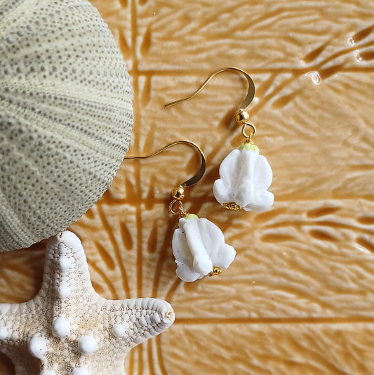 Crown Flower | White | Dangle | Small Flower Earrings | Hawaiian Flower Earrings | Gold | Silver (Pack of 3) SRP $12.00