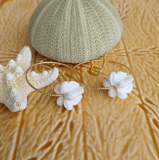 Crown Flower | White | Small Flower Earrings | Hawaiian Flower Earrings | Gold (Pack of 3) SRP $12.00