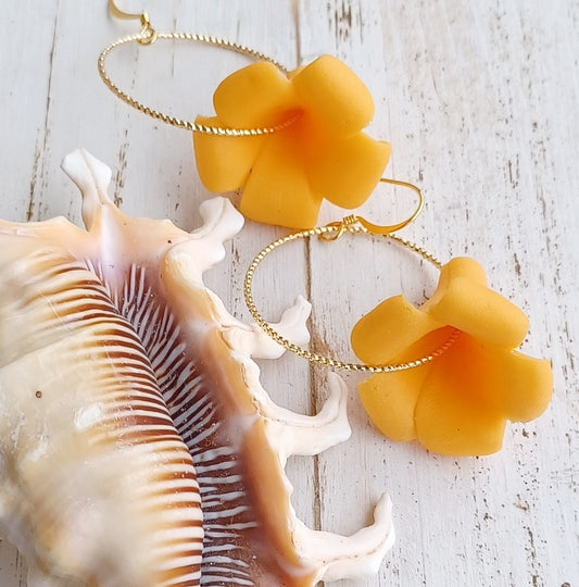 Puakinikini Flower | Yellow | Hoop Earrings | Small Flower Earrings | Hawaiian Flower Earrings | Gold | (Pack of 3) SRP $16.00
